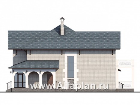 «Реноме» - проект двухэтажного дома, планировка с кабинетом на 1 эт, с большой террасой и балконом - превью фасада дома