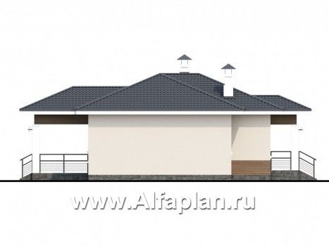 Проекты домов Альфаплан - «Безоблачный» - экономичный и комфортный одноэтажный дом - превью фасада №3