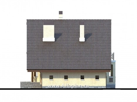 Проекты домов Альфаплан - «Грюсгот» - проект  коттеджа с гаражом и верандой - превью фасада №2