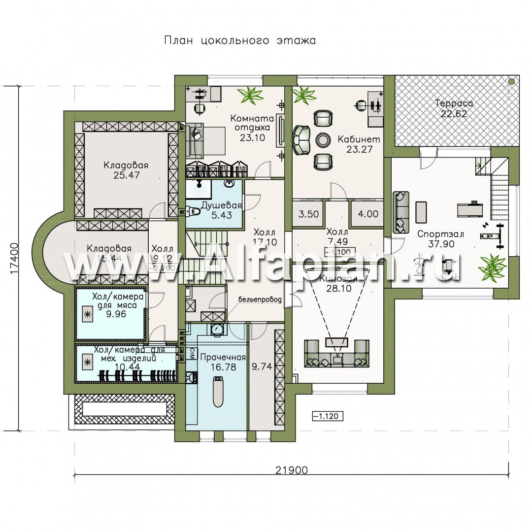 «Глория» - проект эксклюзивного дома, вилла с бассейном и зимним садом, со вспомогательным домом, гараж на 3 авто - план дома