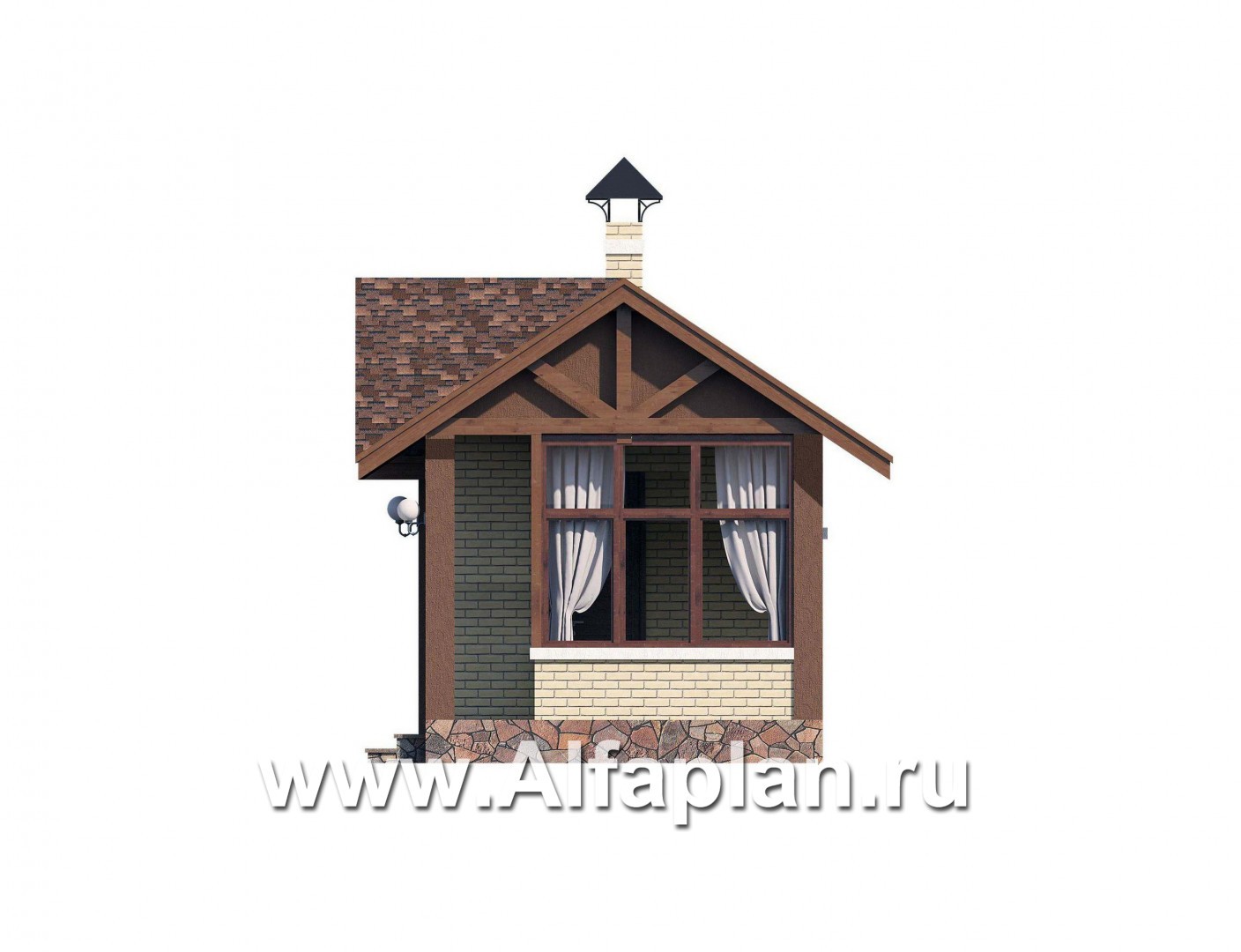 Проекты домов Альфаплан - Дом для отдыха (баня) для небольшого  участка - изображение фасада №2