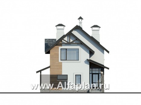 Проекты домов Альфаплан - «Гольфстрим» - дом для очень узкого участка - превью фасада №1