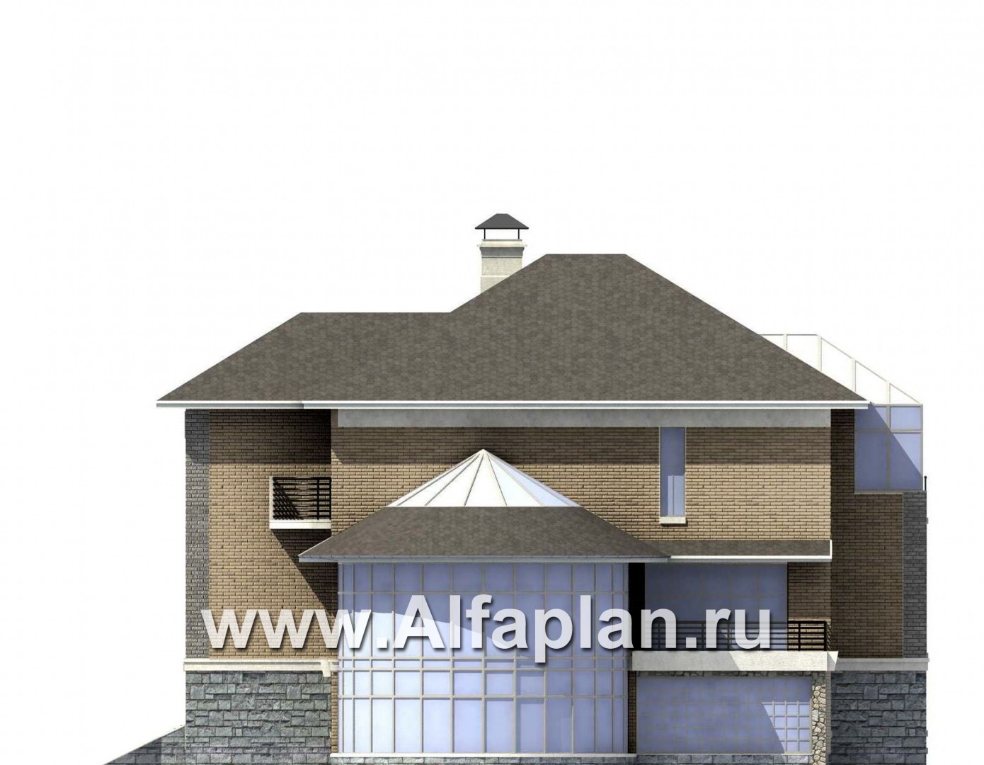 Проекты домов Альфаплан - «ИДЕНТИФИКАЦИЯ» - проект роскошной современной усадьбы - изображение фасада №2