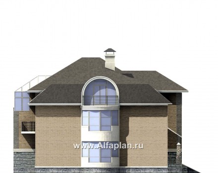 Проекты домов Альфаплан - «ИДЕНТИФИКАЦИЯ» - проект роскошной современной усадьбы - превью фасада №3