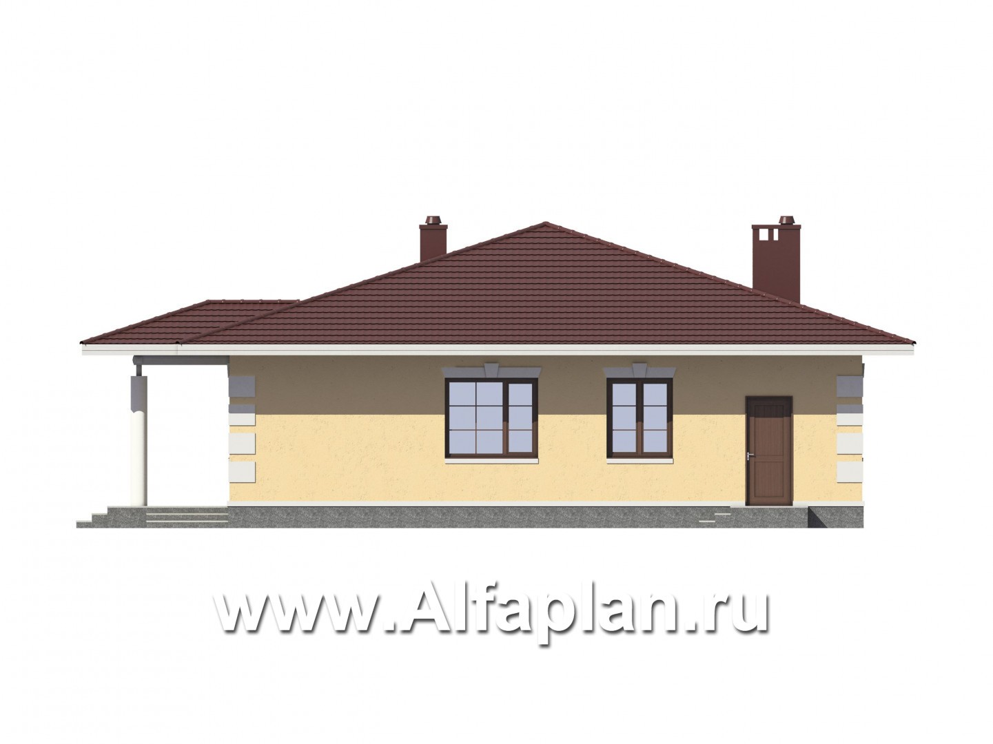 Проекты домов Альфаплан - Одноэтажный дом с удобной планировкой - изображение фасада №4