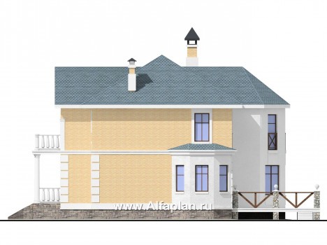 Проекты домов Альфаплан - Двухэтажный коттедж в стиле «Петровское барокко» - превью фасада №2