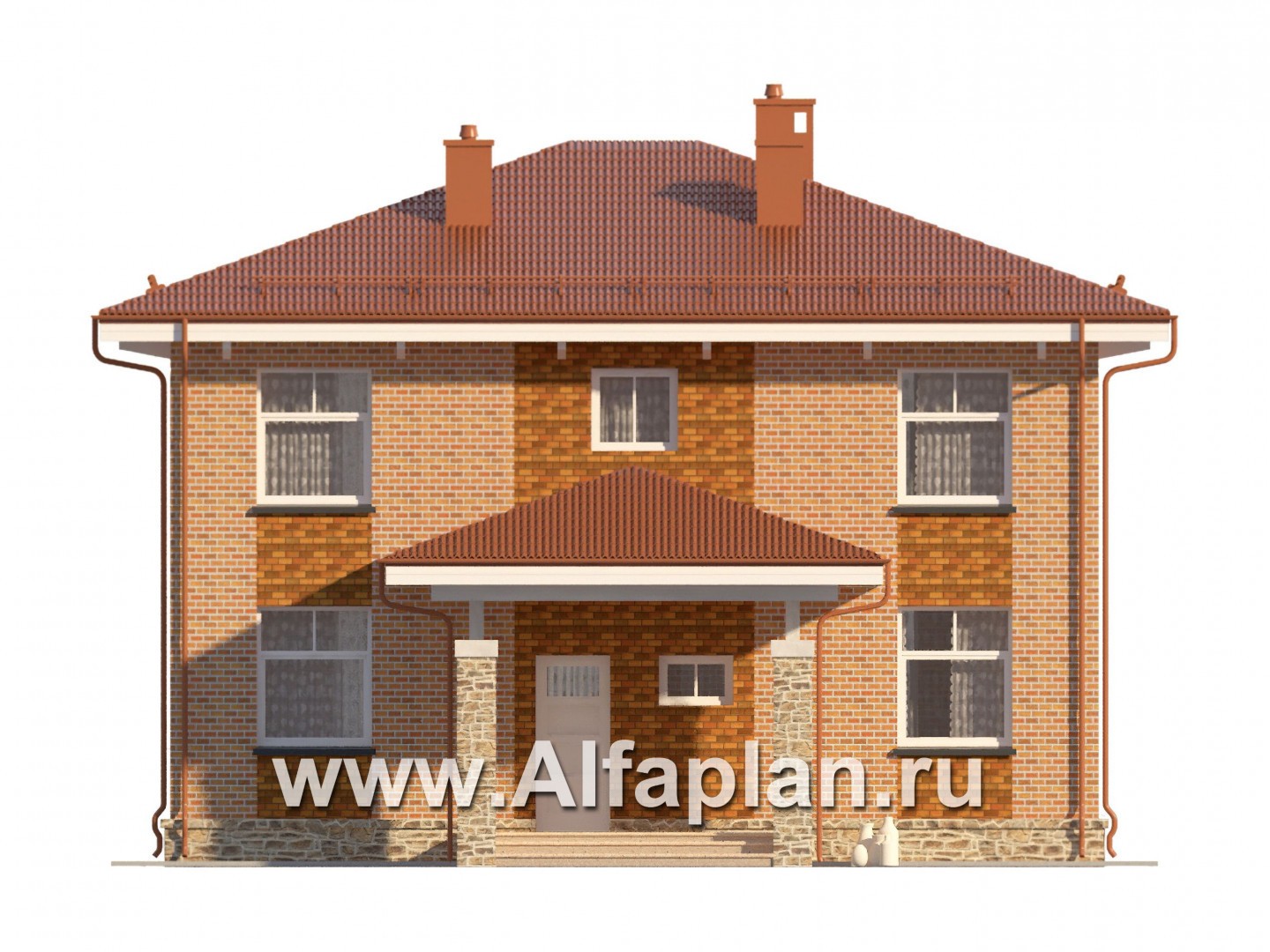 Проекты домов Альфаплан - Двухэтажный дом с простой удобной планировкой - изображение фасада №1