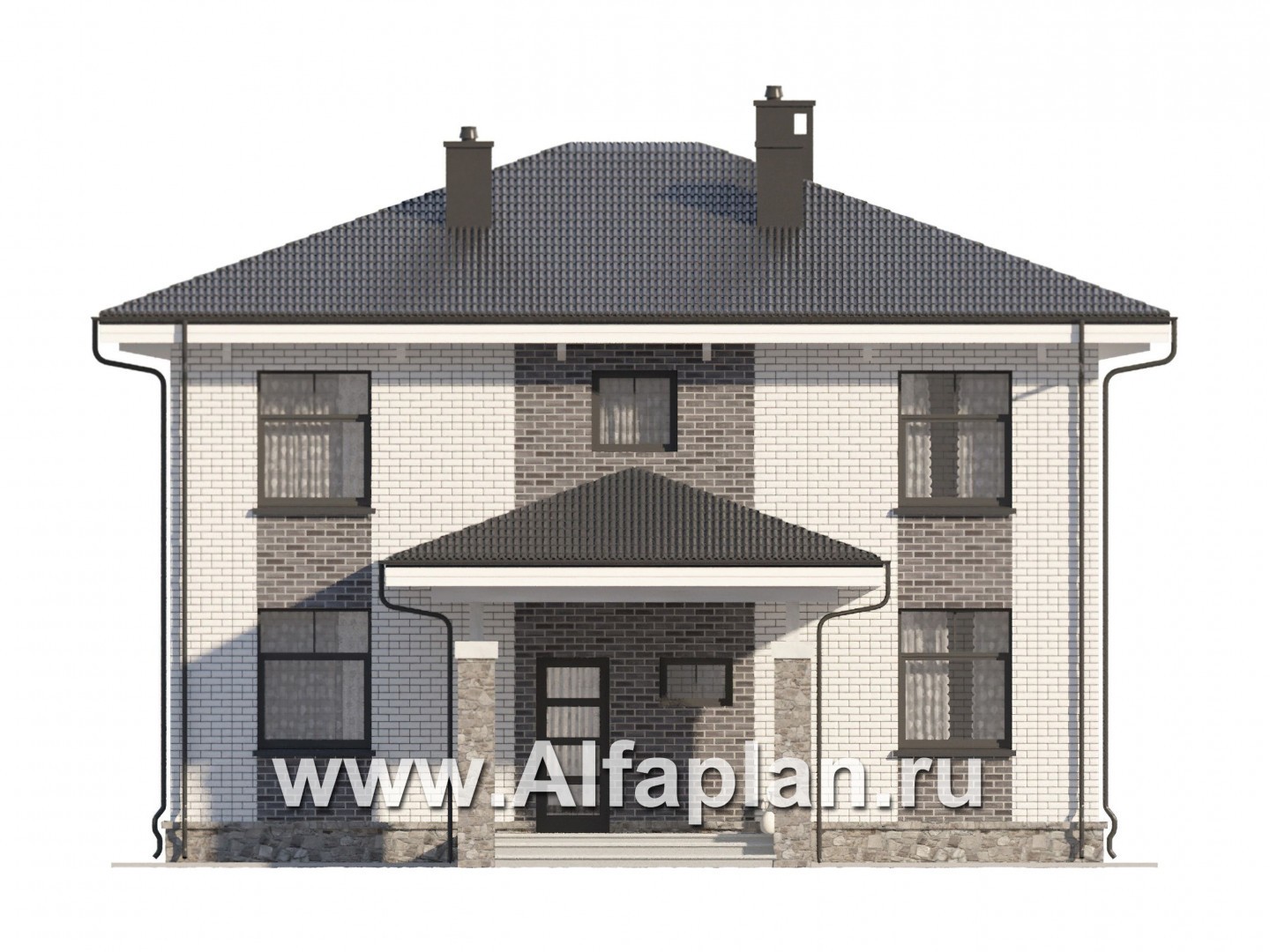 Проекты домов Альфаплан - Двухэтажный дом с простой удобной планировкой - изображение фасада №5