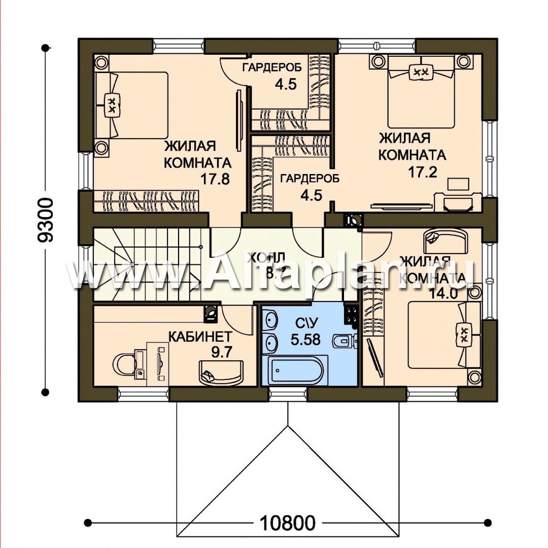 Проекты домов Альфаплан - Двухэтажный дом с простой удобной планировкой - план проекта №2