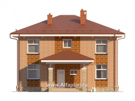 Проекты домов Альфаплан - Двухэтажный дом с простой удобной планировкой - превью фасада №1