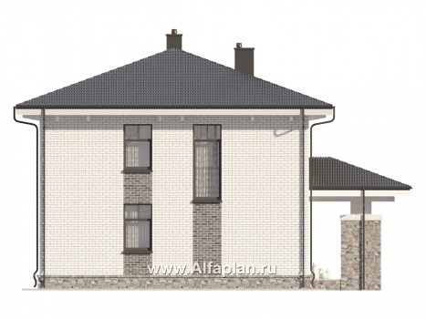 Проекты домов Альфаплан - Двухэтажный дом с простой удобной планировкой - превью фасада №8