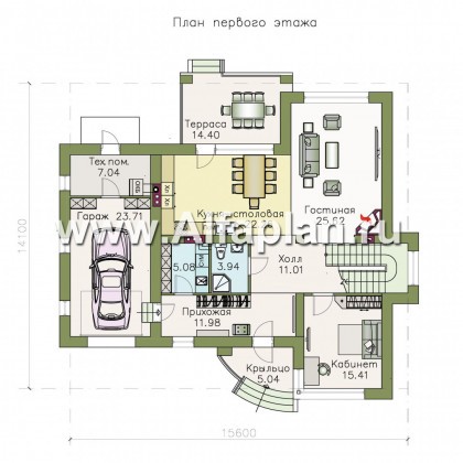 Проекты домов Альфаплан - «Платина» - современный дом в европейской традиции - превью плана проекта №1