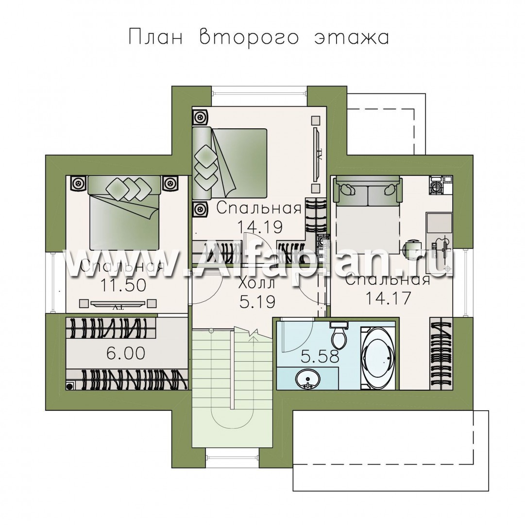 «Высокая орбита»- проект дома с мансардой, с эркером, исторический фасад и современная планировка - план дома