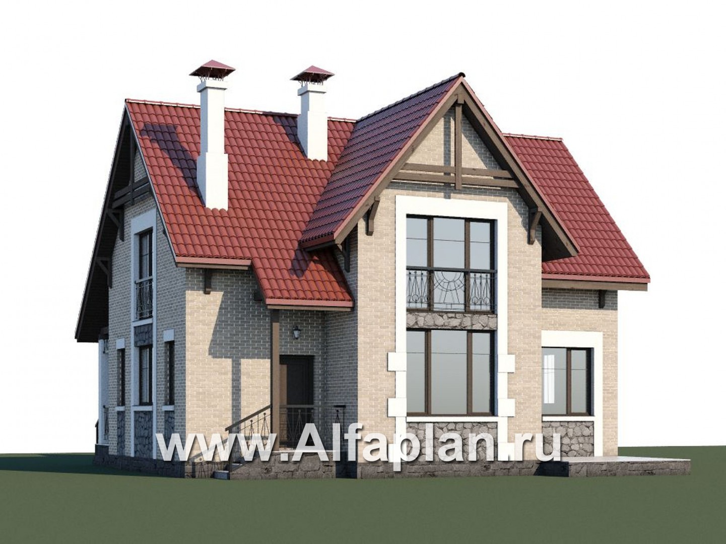 «Высокая орбита»- проект дома с мансардой, с эркером, исторический фасад и современная планировка - дизайн дома №1