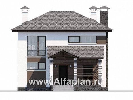 Проекты домов Альфаплан - Двухэтажный дом из кирпича «Панорама» - превью фасада №1
