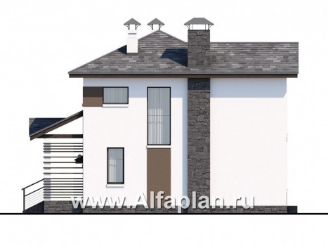 Проекты домов Альфаплан - Кирпичный дом «Панорама» - навесом - превью фасада №2