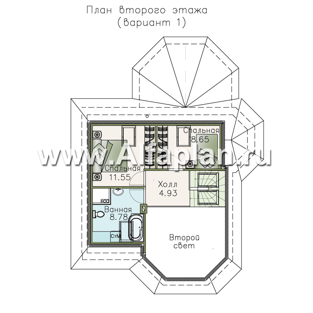 Проекты домов Альфаплан - «Душечка» - небольшой дом - - изображение плана проекта №2