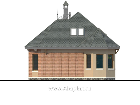 Проекты домов Альфаплан - «Душечка» - небольшой дом с мансардой - превью фасада №2
