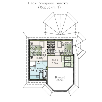 Проекты домов Альфаплан - «Душечка» - небольшой дом - - превью плана проекта №2