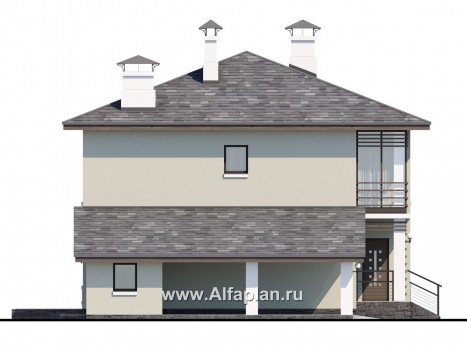 Проекты домов Альфаплан - «Эволюция» - удобный современный коттедж - превью фасада №3