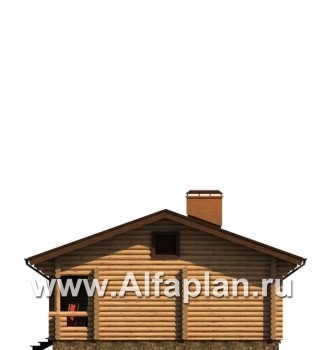 Проекты домов Альфаплан - Одноэтажный бревенчатый дом для отдыха - превью фасада №2