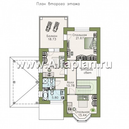 Проекты домов Альфаплан - «Галерея»- дом c балконом-галереей и навесом для авто - превью плана проекта №2