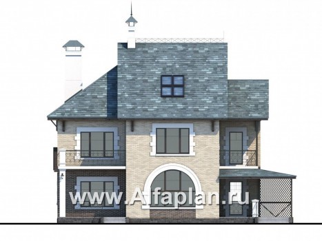 Проекты домов Альфаплан - «Северная регата» - коттедж с большой террасой и кинозалом - превью фасада №4