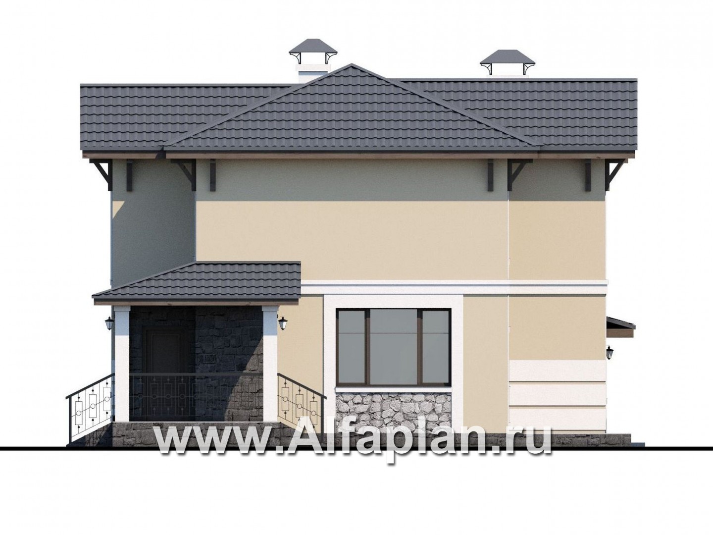Проекты домов Альфаплан - «Невский стиль» - удобный и красивый двухэтажный дом с гаражом - изображение фасада №2