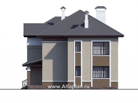 Проекты домов Альфаплан - «Арно» - классический особняк с двусветной столовой - превью фасада №2