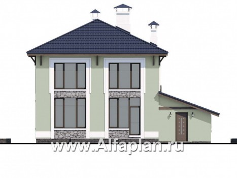 Проекты домов Альфаплан - «Смарт» - вместительный и компактный двухэтажный коттедж - превью фасада №4