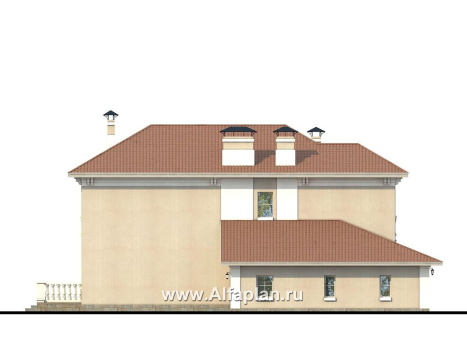 «Тургенев» - проект двухэтажного дома, с террасой и с гаражом, в классическом стиле - превью фасада дома