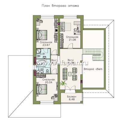 «Тургенев» - проект двухэтажного дома, с террасой и с гаражом, в классическом стиле - превью план дома