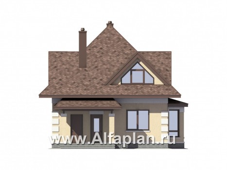 Проекты домов Альфаплан - Компактный мансардный дом из газобетона - превью фасада №1