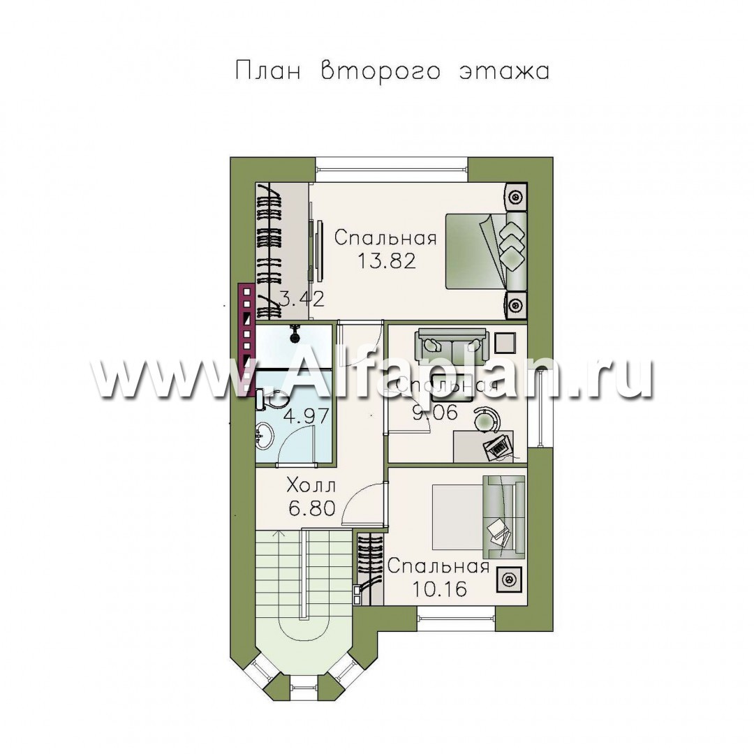 Проекты домов Альфаплан - Компактный и вместительный загородный дом - изображение плана проекта №3