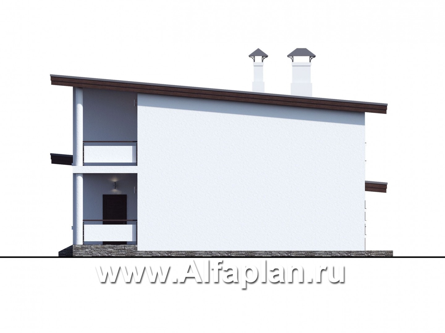 Проекты домов Альфаплан - «Сезанн» - современный стильный коттедж с односкатной кровлей - изображение фасада №2