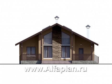 Проекты домов Альфаплан - «Моризо» - шале с двусветной гостиной - превью фасада №1