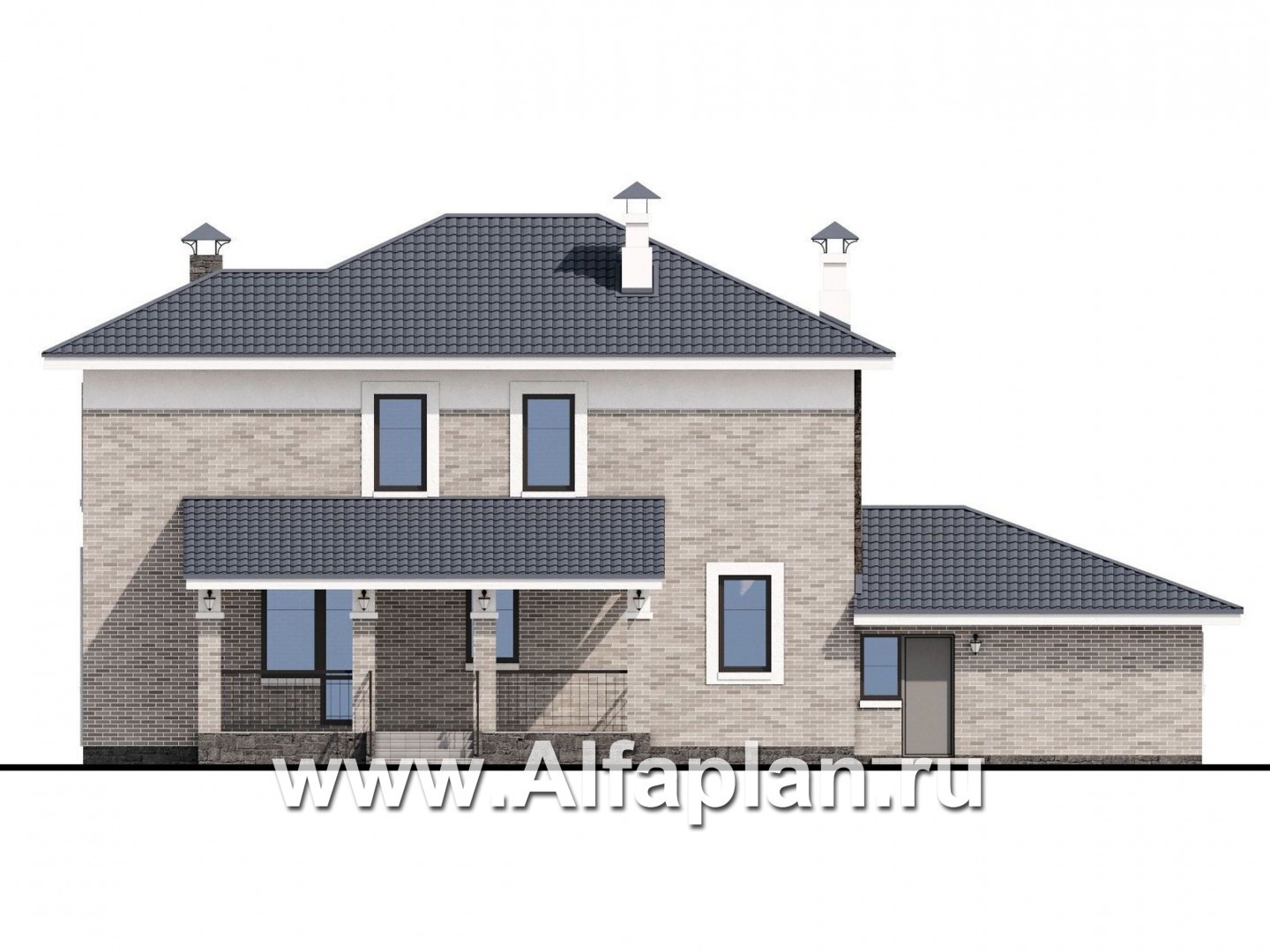 Проекты домов Альфаплан - «Топаз» - проект дома с открытой планировкой и гаражом - изображение фасада №4