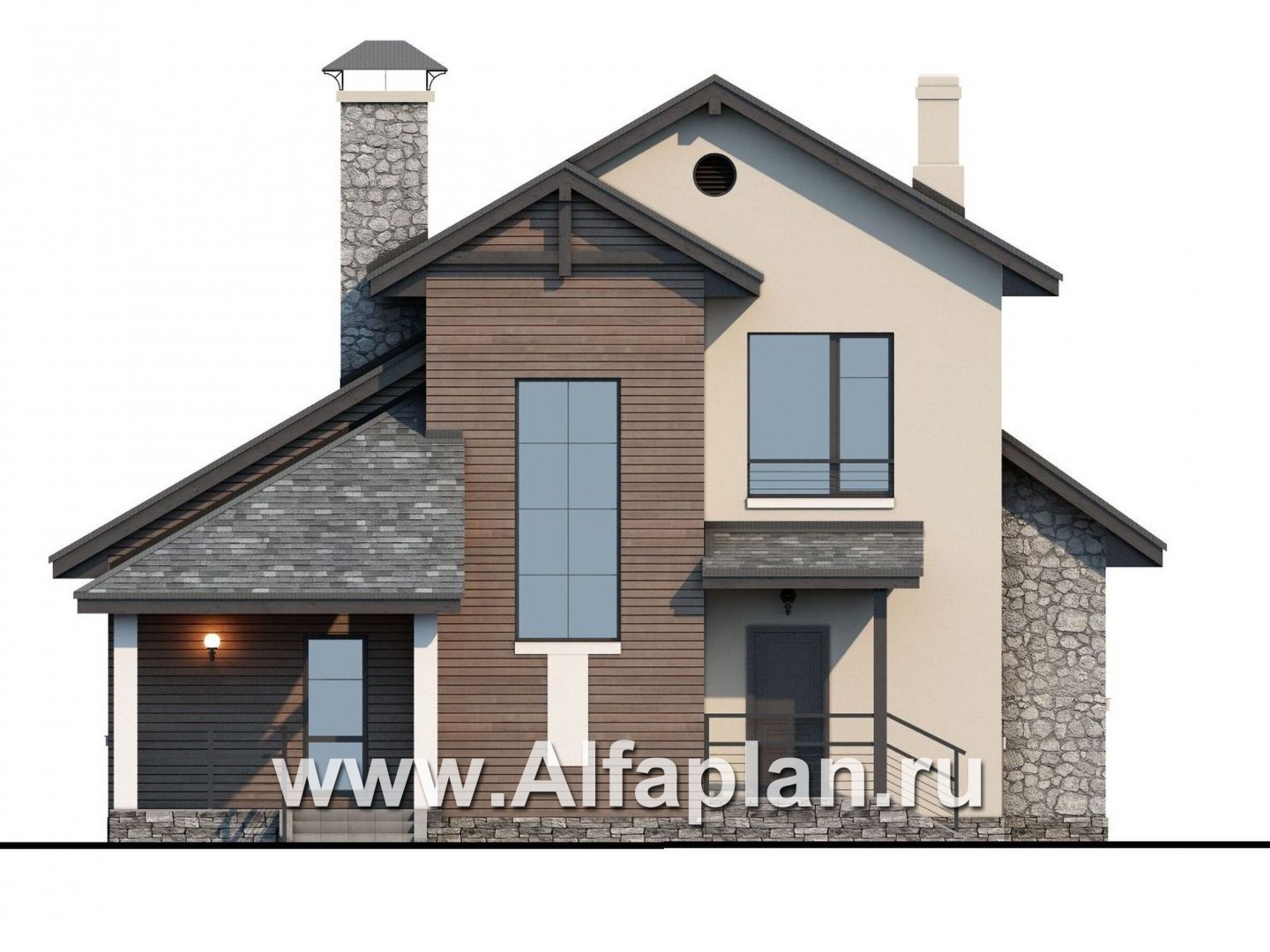 Проекты домов Альфаплан - Современный кирпичный дом «Прагма» - изображение фасада №4
