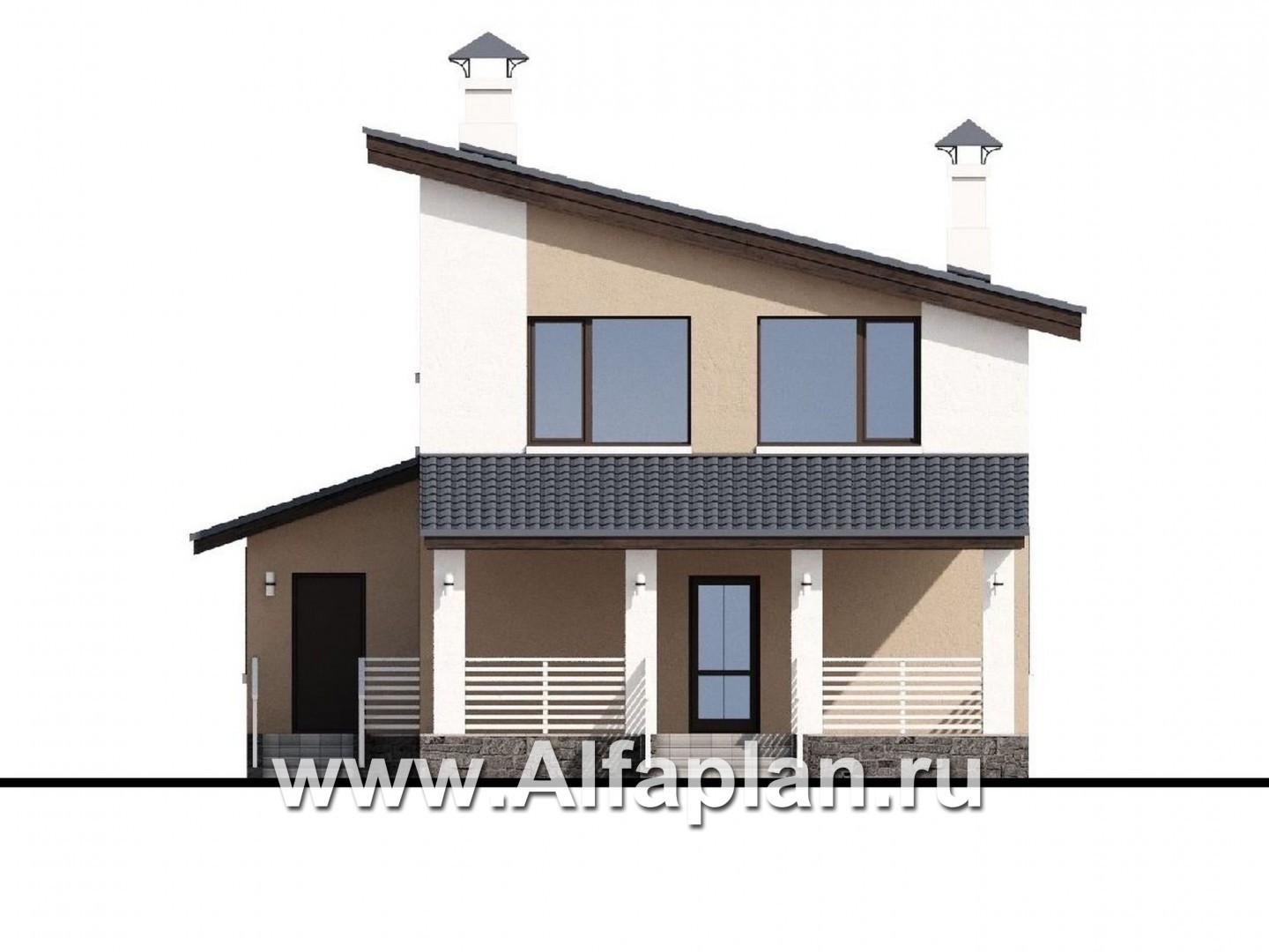 Проекты домов Альфаплан - «Западный бриз» - рациональный дом с удобным планом - изображение фасада №4
