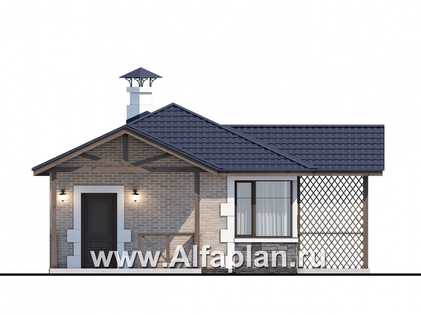 Проекты домов Альфаплан - Удобная и красивая  угловая баня - изображение фасада №1