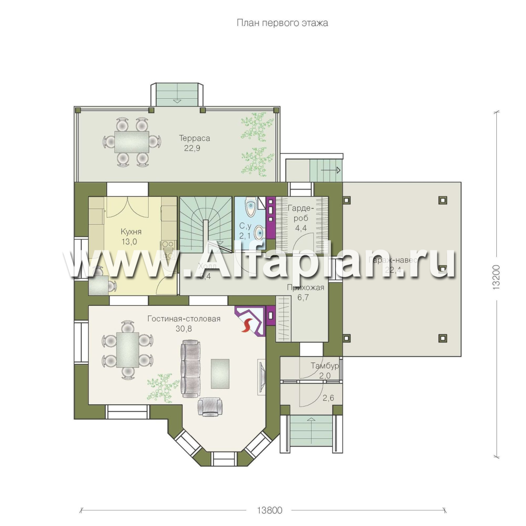 Проекты домов Альфаплан - Дом из газобетона «Шевалье плюс» с цокольным этажом - изображение плана проекта №2