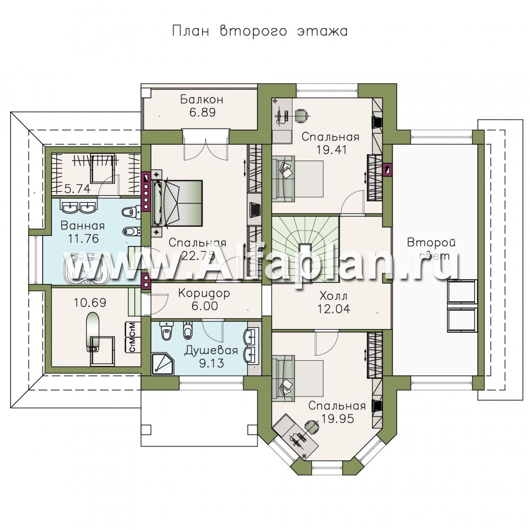 Проекты домов Альфаплан - «Последний герой» - особняк с двусветной гостиной - изображение плана проекта №2