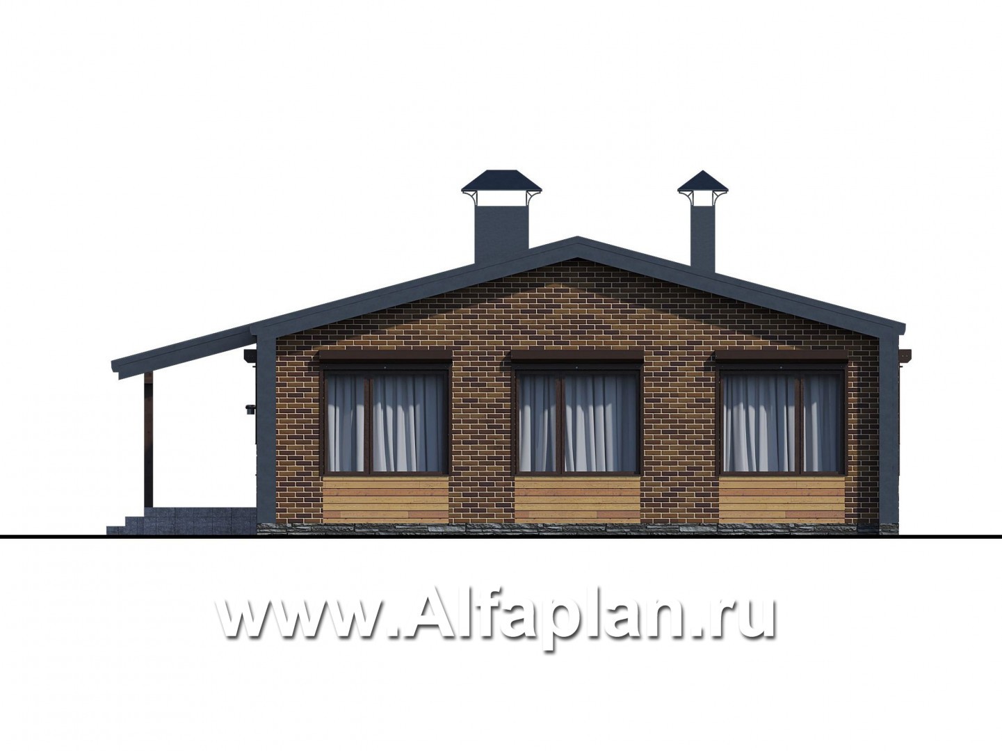 Проекты домов Альфаплан - «Йота» - каркасный дом с двускатной кровлей - изображение фасада №4