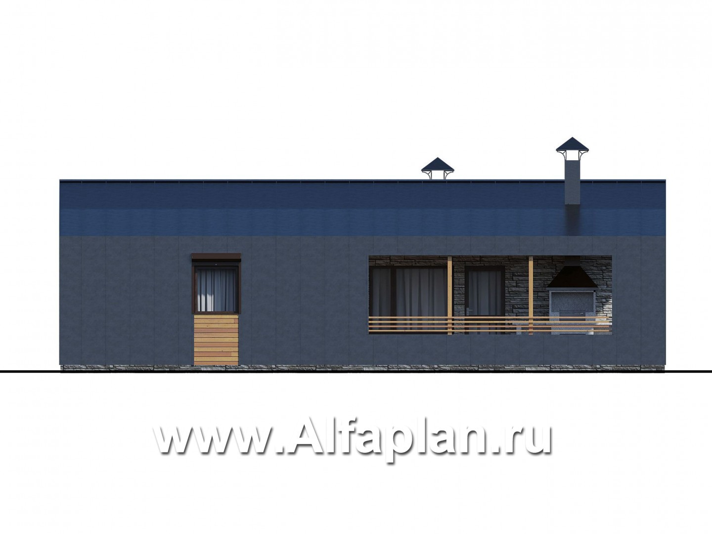 Проекты домов Альфаплан - «Йота» - каркасный дом с сауной - изображение фасада №3