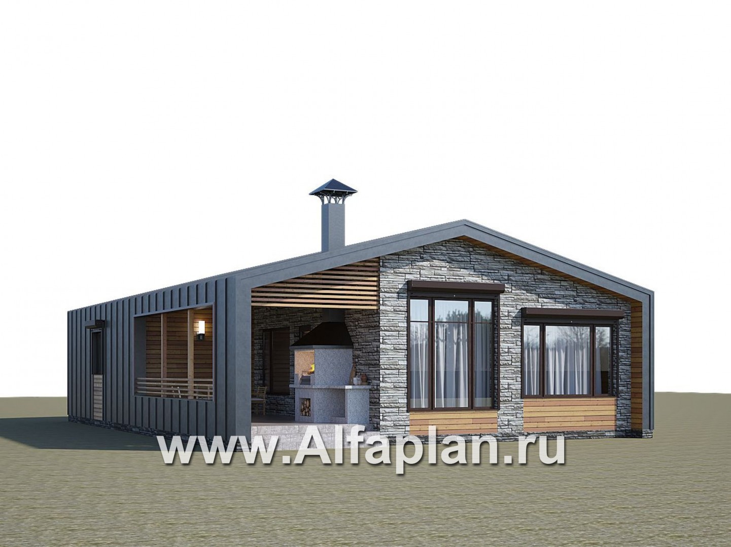 Проекты домов Альфаплан - «Йота» - каркасный дом с сауной - дополнительное изображение №1